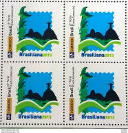 PB 02 Brazil Personalized Stamp Brasiliana Corcovado ECT Old Logo 2013 Block Of 4 - Personnalisés