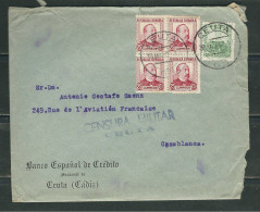 ESPAGNE 1937 Lettre Censurée De Ceuta Pour Casablanca Maroc - Nationalists Censor Marks