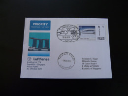 Plusbrief Lettre Premier Vol First Flight Cover Frankfurt Singapore Airbus A380 Lufthansa 2011 - Private Covers - Used