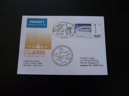 Plusbrief Lettre Premier Vol First Flight Cover Munchen New York Airbus A380 Lufthansa 2011 - Privatumschläge - Gebraucht