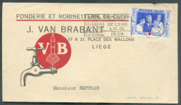 Belgium 1Fr75 Canc. LIEGE 1939 On Illustrated Cover FONDERIE ET ROBINETTERIE DE CUIVRE VAN BRABANT  - 22024 - Fabbriche E Imprese