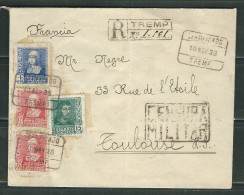 ESPAGNE 1938 Lettre Rec. Censurée De Tremp Pour Toulouse - Nationalistische Zensur