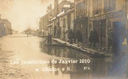 Chalon Sur Saône * Carte Photo * Marbrerie Sculpture Félix BRUNO * Rue * Inondations Des 24 & 25 Janvier 1910 * Crue - Chalon Sur Saone