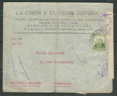 ESPAGNE 1937 Lettre. Censurée De Barcelone Pour Casablanca Maroc - Marcas De Censura Nacional