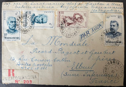 Madagascar Lettre Recommandé Par Avion De Ambatomanoina ( Cad Perlé ) 1951 Pour Elbeuf - Lettres & Documents