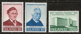 Islande 1961 N° Y&T : 313 à 315 * - Neufs