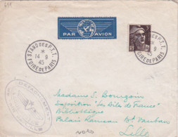 1945 Cachet "DETACHEMENT DE L'AIR DE LILLE" + GANDON N°715 Obl SALON DES PTT FOIRE DE PARIS > LES AILES DE FRANCE - Correo Aéreo Militar