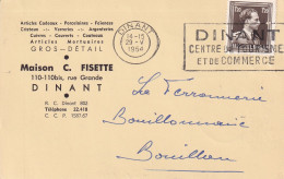 Maison C Fisette Dinant  Porcelaines Faïences Cristaux Verreries Couteaux  1954 - Lettres & Documents