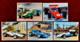 1972 UMM Al Qiwain, "Racing Cars" 3D Stamps 5.60x4.10 Cm,full Set, MNH - Umm Al-Qaiwain