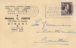 Maison C Fisette Dinant  Porcelaines Faïences Cristaux Verreries Couteaux  1954 - Cartas & Documentos