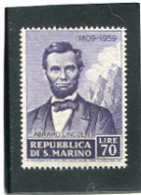 SAN MARINO - 1959  70 L  LINCOLN   MINT NH - Neufs