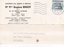 Quincaillerie  Pour Meubles Et Bâtiments Vve Eugène Rigot S.P.R.L 46 Rue Mathieu Laensbergh Liège 1969 - Storia Postale