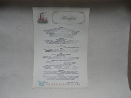 VIEUX PAPIERS - MENU : UNITED STATES LINES - BREAKFAST 1966 - Menus