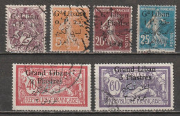 Grand Liban N° 22, 23, 26, 27, 31, 33 - Gebraucht