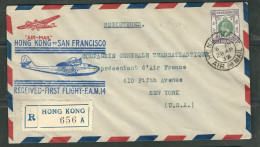 HONG-KONG 1932  1° Vol Hong-Kong San Francisco S/Lettre Recommandée Avec N° 130 - Cartas & Documentos