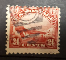 Timbres Etats-Unis : Poste Aérienne, Biplan 1923 - 1938 Yt N° 6  24 C Rouge & - 2a. 1941-1960 Afgestempeld