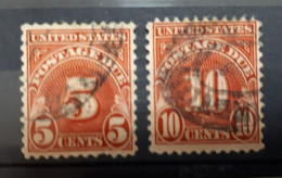 Timbres Etats-Unis :  1930 - 1933 J83 J84  5 Cent Rouge Et 10 Cent Rouge   & - Used Stamps