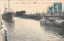 CPA 14 CAEN A LA MER / BORD DU CANAL DE L'ORNE / VAPEUR DANS LE CANAL - Caen