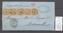 Martinique - Saint Pierre - 1871 - Aigle Yvert 3 En Bande De 5 Dont 1 Timbre Couché - Eagle And Crown