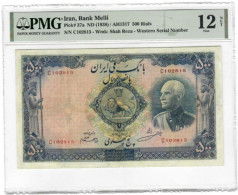 Iran Persia 500 Rials 1938 P37 Reza Shah PMG 12 Net Minor Repair (Looks More Like VF-25) - Iran