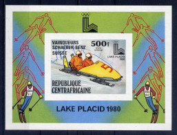 Centrafrique Bloc Surch. Ovpt Non Dentelé Imperf JO 80 ** - Winter 1980: Lake Placid