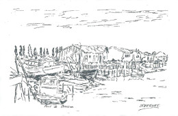 [33] Gironde > BLAYE Le Port De Berson Dessin Encre Original De Bernard Le Béguec - Blaye