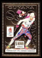 86155b/ Guyana Mi N°205 A Jeux Olympiques (olympic Games) Albertville 1992 FABRICE GUY Espace (space) OR Gold ** MNH - Winter 1992: Albertville