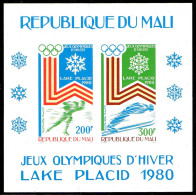 Mali Bf 012 Imperforé J.O Lake Placid 1980 , Course De Vitesse En Patins à Glace , Saut à Skis , Anneaux Olympiques - Invierno 1980: Lake Placid