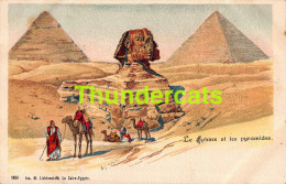 CPA LITHO SOUVENIR DE EGYPT EGYPTE LE SPHINX ET LES PYRAMIDES ILLUSTRATEUR FRANKEN - Sphinx