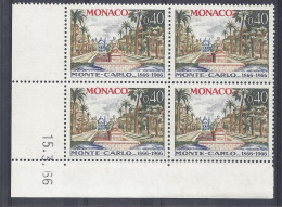 MONACO - N° 693 - CASINO - Bloc De 4 COIN DATE - NEUF SANS CHARNIERE - 15/3/66 - Unused Stamps