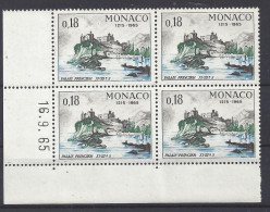 MONACO - N° 679 - 750e ANNIVERSAIRE PALAIS - Bloc De 4 COIN DATE - NEUF SANS CHARNIERE - 16/9/65 - Unused Stamps