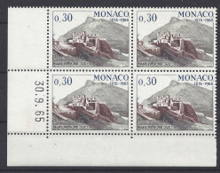 MONACO - N° 680 - 750e ANNIVERSAIRE PALAIS - Bloc De 4 COIN DATE - NEUF SANS CHARNIERE - 30/9/65 - Nuevos