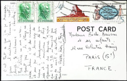 ► United States 1966 Women's Rights 5c & New Mexico Statehood Used On POst Card KANSAS Parade To FRANCE - Covers & Documents