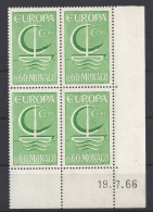 MONACO - N° 699 - EUROPA - Bloc De 4 COIN DATE - NEUF SANS CHARNIERE - 19/7/66 - Ungebraucht