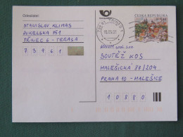 Czech Republic 2001 Stationery Postcard 5.40 Kcs Prague Sent Locally - Brieven En Documenten