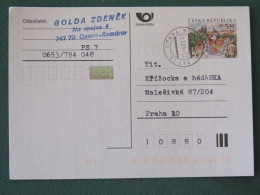 Czech Republic 2001 Stationery Postcard 5.40 Kcs Prague Sent Locally - Briefe U. Dokumente