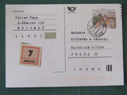 Czech Republic 2001 Stationery Postcard 5.40 Kcs Prague Sent Locally - Cartas & Documentos