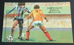 Cuba / Kuba Caribbean Island1986 Football World Cup S/S Blcok  Used / Cto - 1986 – México