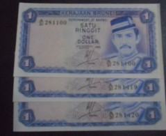 BRUNEI, P 6c, 1 Ringgit 1985 , UNC,   3 Notes - Brunei