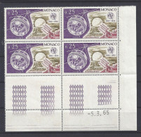 MONACO - N° 668 - CENTENAIRE De L'U.I.T. - Bloc De 4 COIN DATE - NEUF SANS CHARNIERE - 5/3/65 - Neufs