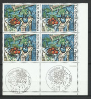 France 1976 Yvert 1901 ** Vlaminck Nature Morte -  - Bloc De 4 Avec Cachet 1er Jour Dans La Marge - Unused Stamps