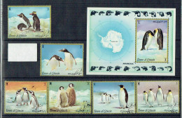 UMM- AL - QUIWAIM - Série De 6 Timbres + Bloc - Pinguine