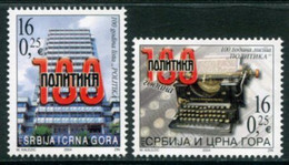 YUGOSLAVIA (Serbia & Montenegro) 2004 Centenary Of "Politika" Newspaper MNH / **  Michel 3171-72 - Unused Stamps