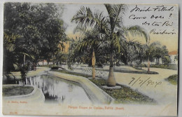 Brazil Bahia 1904 Postcard Photo Duke Of Caxias Park Salvador Editor J.Mello No.18 Sent To Lisbon Portugal Stamp 50 Réis - Salvador De Bahia