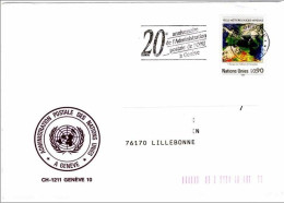 (Timbres). Enveloppe 20 Anniversaire De L'administration Postale De L'ONU Généve & Carte Nations Unis Poisson - Andere & Zonder Classificatie
