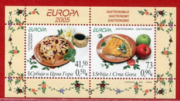 YUGOSLAVIA (Serbia & Montenegro)  2005 Europa: Gastronomy Block MNH/**.  Michel Block 61 - Unused Stamps