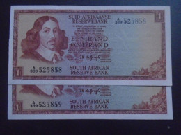 SOUTH AFRICA , P 110b , 1 Rand, Nd 1972 UNC, 2 Notes - Sudafrica