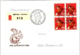 (Timbres). Suisse. Bern Berne 01.12.1966 Pro Juventute 1966 Ecurieul Renard - Lettres & Documents