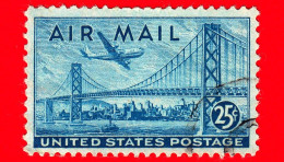 USA - STATI UNITI - Usato - 1947 - Ponte Tra San Francisco E Oakland Bay - Boeing B377  - 25 ¢ - 2a. 1941-1960 Afgestempeld