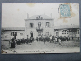 CPA 58 Nièvre GUERIGNY La Mairie Et L'école  - Institutrice Instituteur Et Les Enfants  écrite Vers 1910 - Guerigny